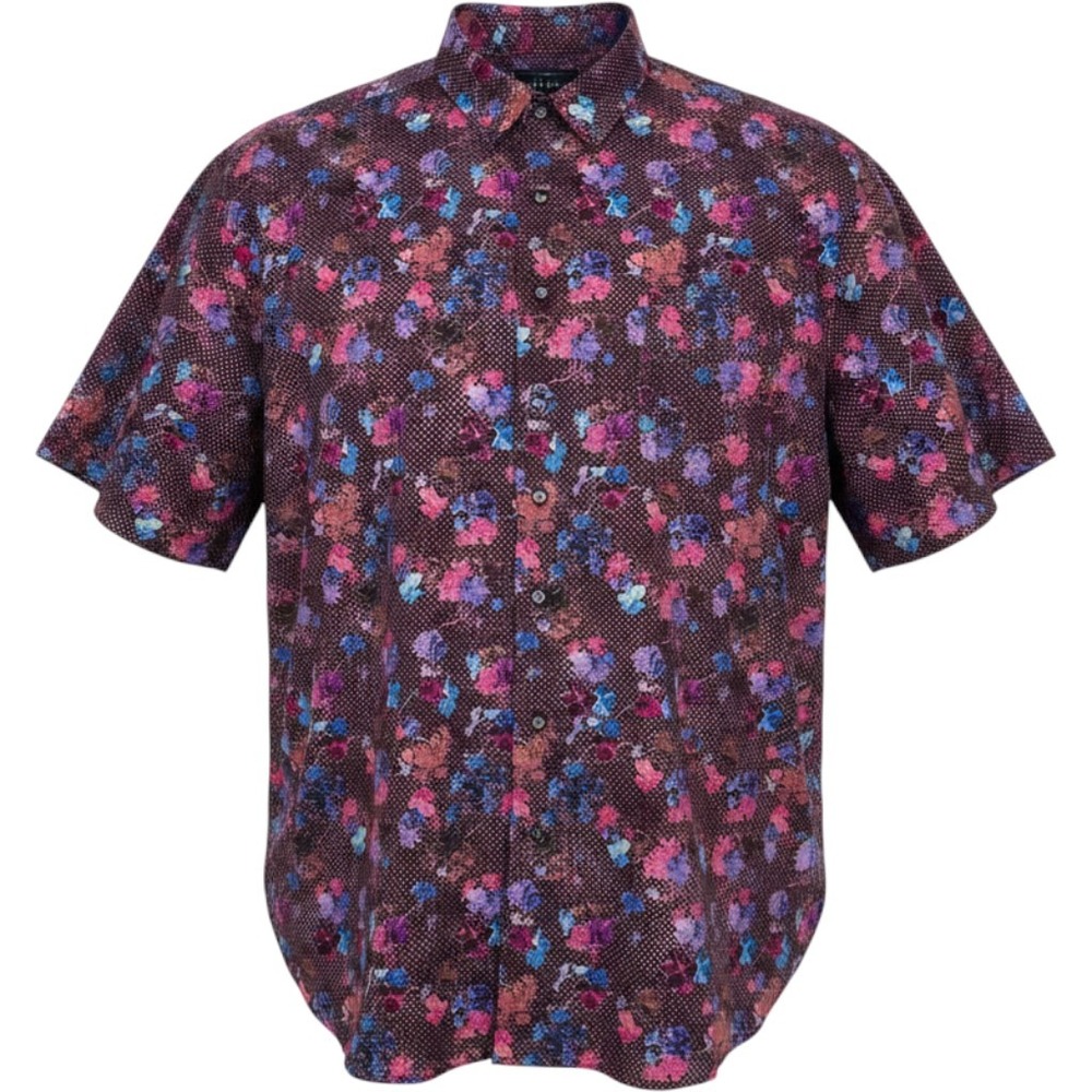 Robert Graham Mens 3XL Vibrant Floral Micro Check S/S Button Down Shirt